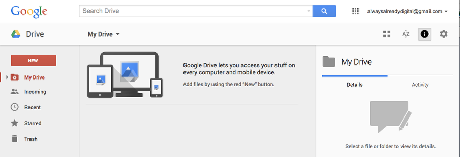 The Google Drive interface